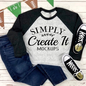 Next Level 6051 Raglan Vintage Black Heather White, Fall Mockup, Flatlay, Next Level Mockup, Next Level Unisex shirt, Next Level adult shirt