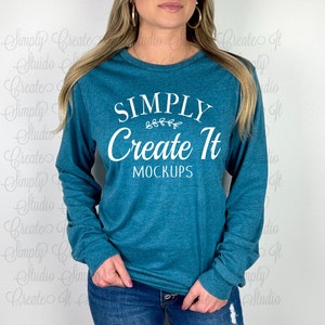 Bella 3501 Heather Deep Teal Model Mockup, Bella 3501 Heather Deep Teal, 3501 Deep Teal Mockup, Mockup, Bella Mockup,Heather Deep Teal 3501