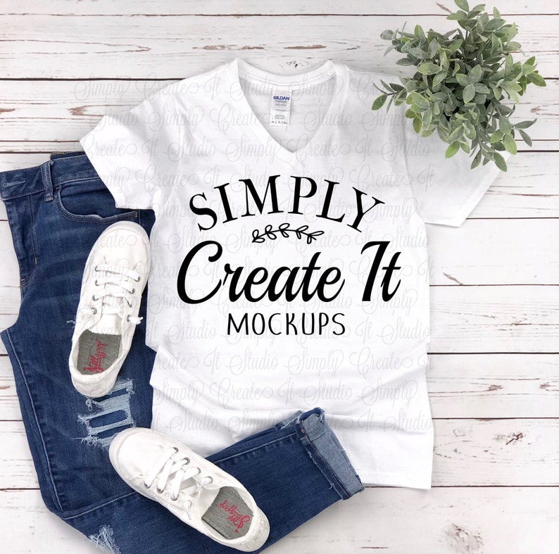 gildan white v neck