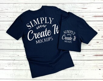 Gildan Navy Mockup, Front and Back Mockup, BACK OF T-SHIRT, Pocket T-Shirt Mockup, Flat Lay, 64000 Navy Mockup, 64000 Navy