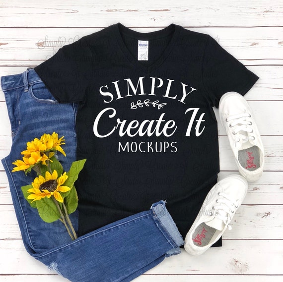 Download Gildan Mockup Gildan 64v00 Black V Neck Mockup T Shirt Etsy
