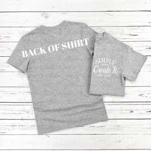 Gildan 64000 Sport Grey Mockup, BACK OF T-SHIRT, Pocket T-Shirt Mockup, Flat Lay, 64000 Sport Grey Mockup, 64000 Gray