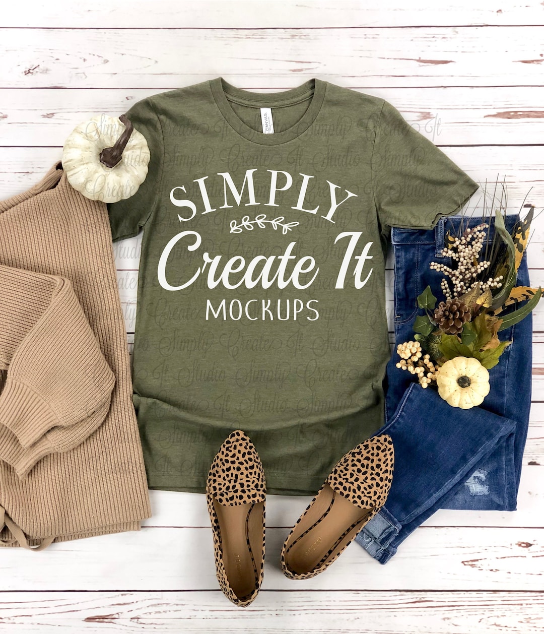 Bella Canvas Heather Olive 3001CVC Fall Mockup, Bella 3001 Heather ...