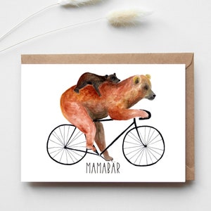 Carte ours maman pour maman forte, carte d'anniversaire maman, carte drôle de fête des mères