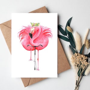Flamingo auf Fahrrad Postkarte, lustige sommerliche Grußkarte, Geschenk für Fahrradfahrer
