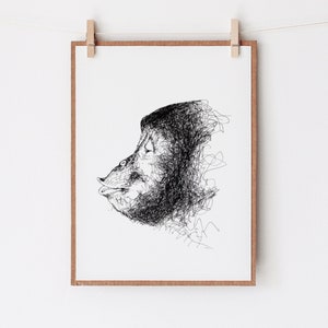 Kissing chimpanzee art print