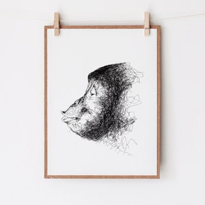 Kissing chimpanzee art print image 1