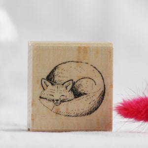 Tampon renard, tampon en bois fait main, tampon motif animaux de la forêt pour tissu et papier