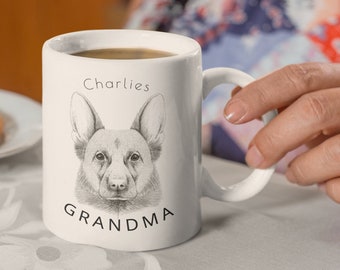 Personalisierte Hundetasse für Deutsche Schäferhund Großmutter, Schäferhund Tasse, Personalisiertes Geschenk für Oma