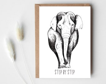 Elephant Postkart, Encouragement de cartes, Nouveau départ, Pleine conscience, Vous pouvez le faire