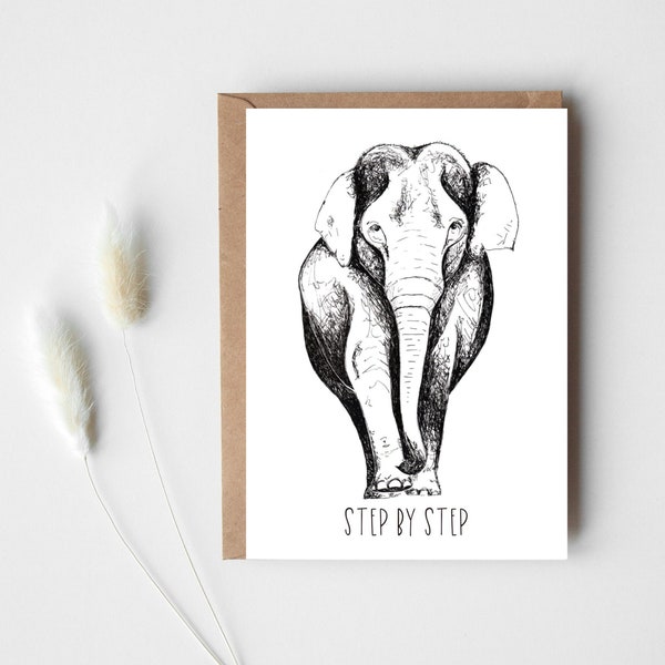 Elephant Postkart, Card Encouragement, New Beginning, Mindfulness, You Can Do It