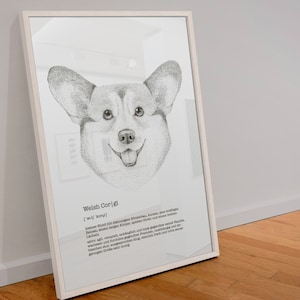 Corgi Bild Definition Poster, A4 Kunstdruck, Welsh Corgi Pembroke, Geschenk für Hundebesitzer