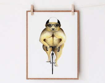 Meerkat Bicycle Art, Bedroom Decor for Teens, Cute Boyfriend Gift