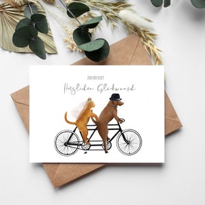Fahrrad Hochzeitskarte, Tandem Illustration, Herzlichen Glückwunsch Karte