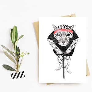 Lustige Karte Leopard auf Rennrad, Fahrradfahrer Geschenk