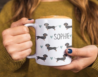 Custom Dachshund Mug, Personalized Dog Mug, Ceramic or Enamel Mug, Weiner Dog Gifts