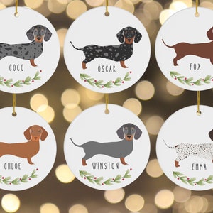 Custom Dachshund Christmas Ornament, Weiner Dog Ornament Personalized