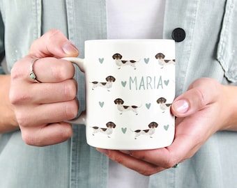 Customizable Dachshund Mug, Personalized Dog Mug, Ceramic or Enamel Mug, Weiner Dog Gifts
