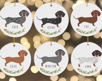 Custom Dachshund Christmas Ornament, Weiner Dog Ornament Personalized