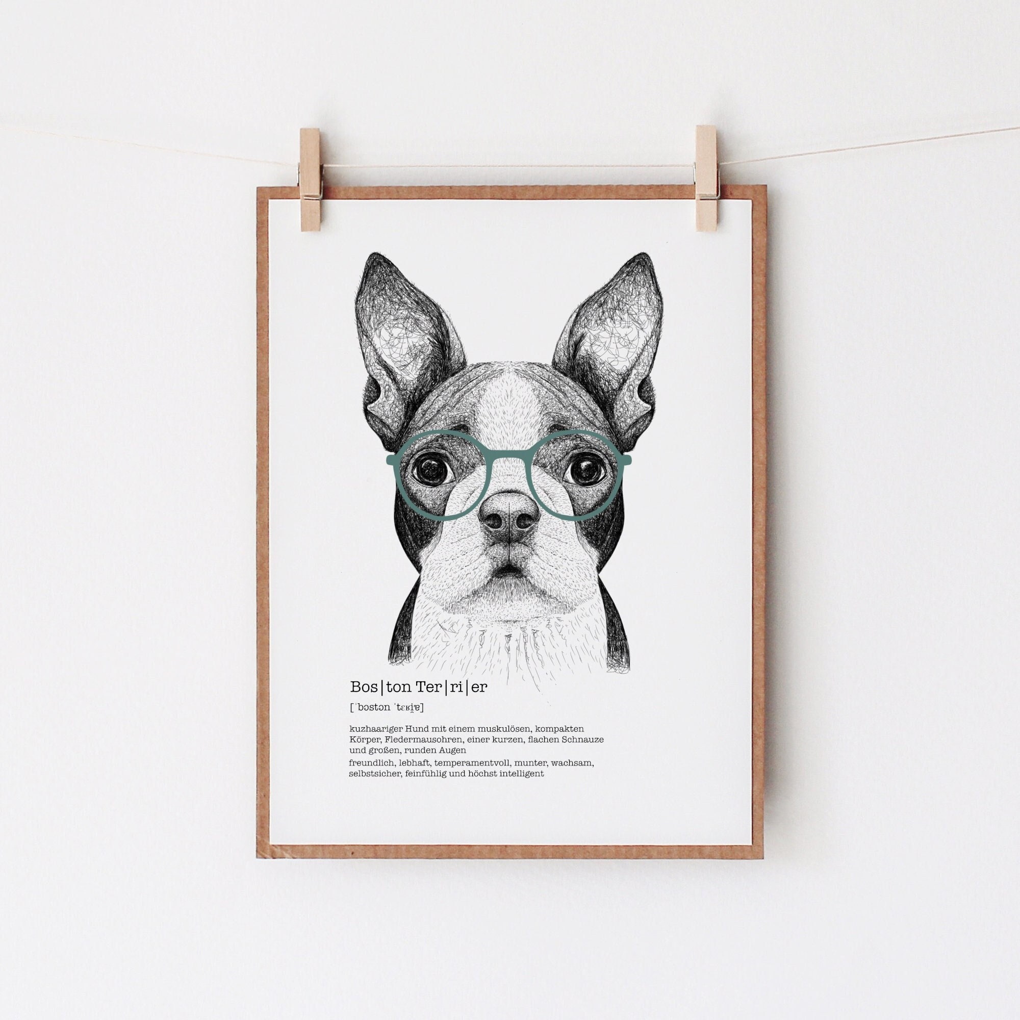 Boston Terrier Art Funny Definition Print Dog Picture -