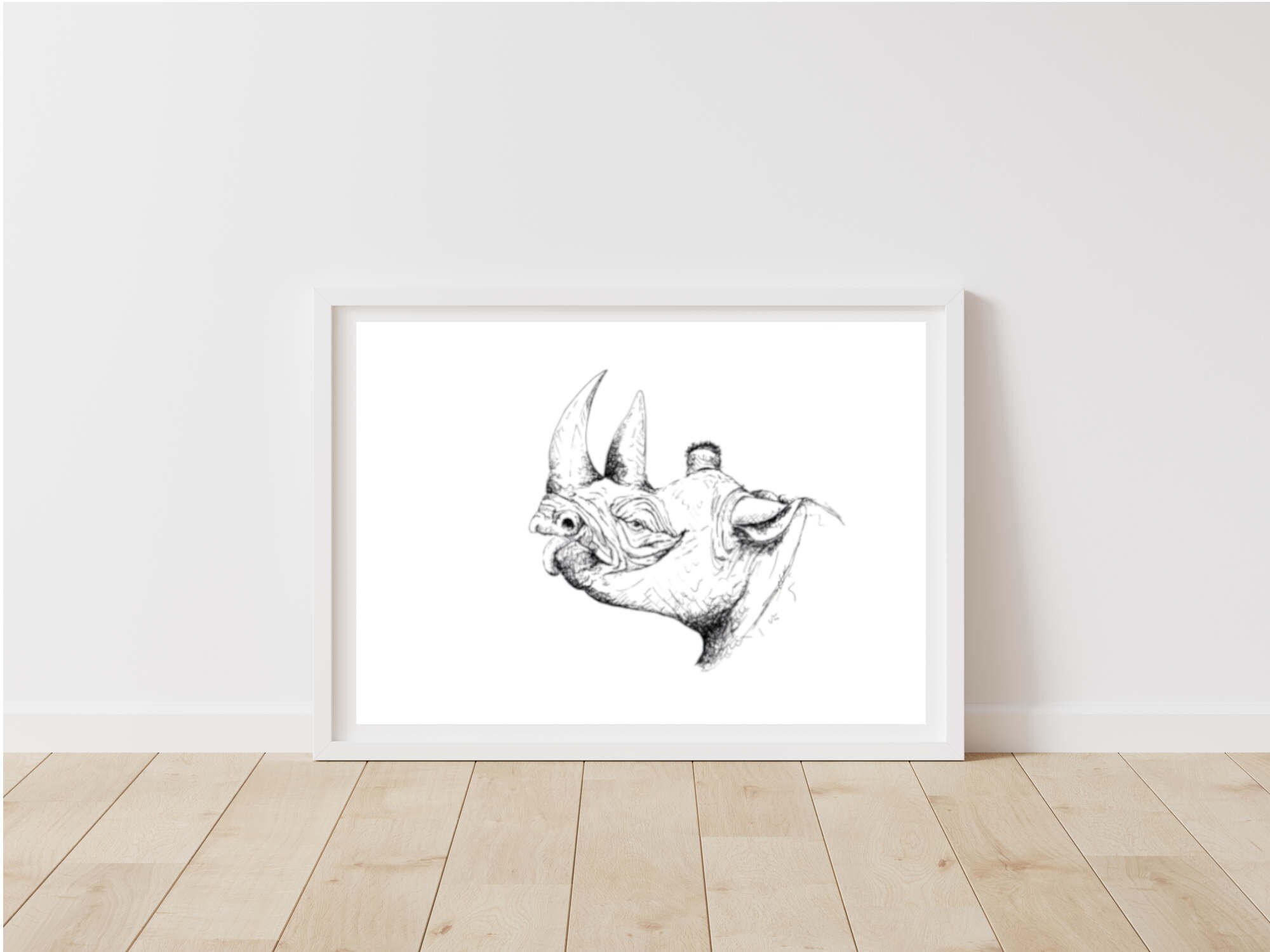 Nashorn Kunstdruck Tintenzeichnung tierische Wandkunst | Etsy