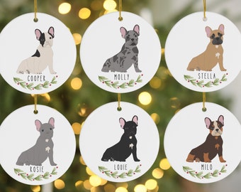 Französische Bulldogge Weihnachtsbaum Anhänger personalisiert, Frenchie Weihnachtsdeko