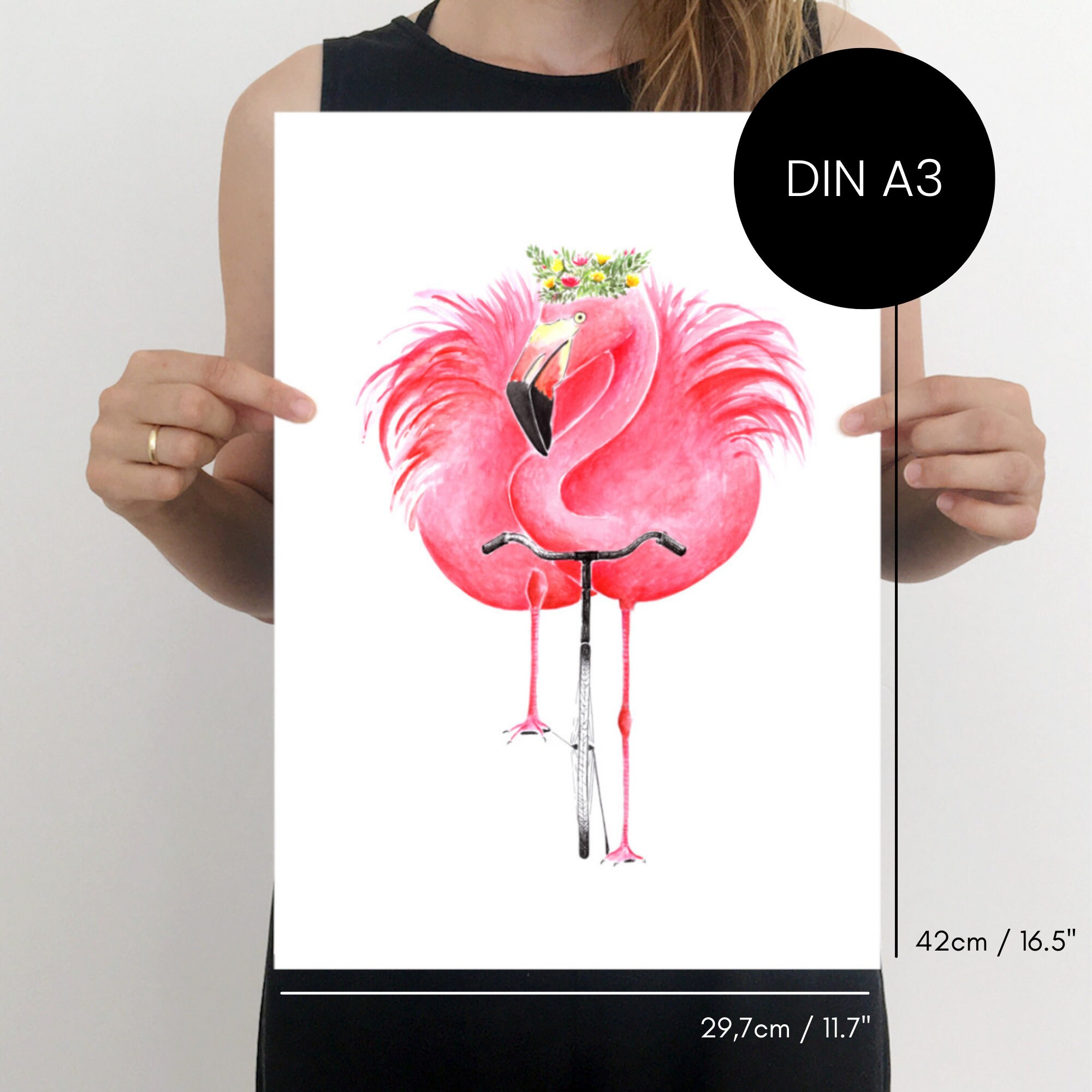 Flamingo on Bicycle Art Flamingo Decor Girly Wall Art - Etsy