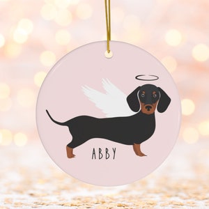 Dachshund Remembrance Ornament, Custom Dog Memorial Ornament Dachshund Christmas Ornament, Weiner Dog Ornament Personalized