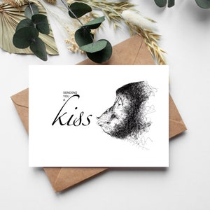 Carte postale de chimpanzé « Vous envoyer un baiser »