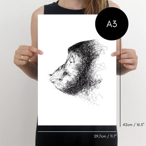 Kissing chimpanzee art print DIN A3: 29,7x42 cm