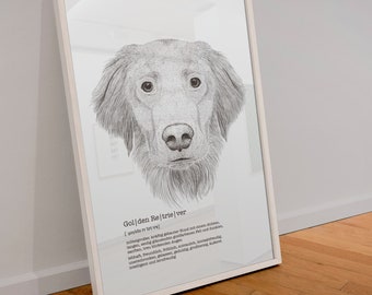 Golden Retriever Art, Definition Print, Dictionary Art, Dogs Wall Decor, Golden Retriever Gifts,