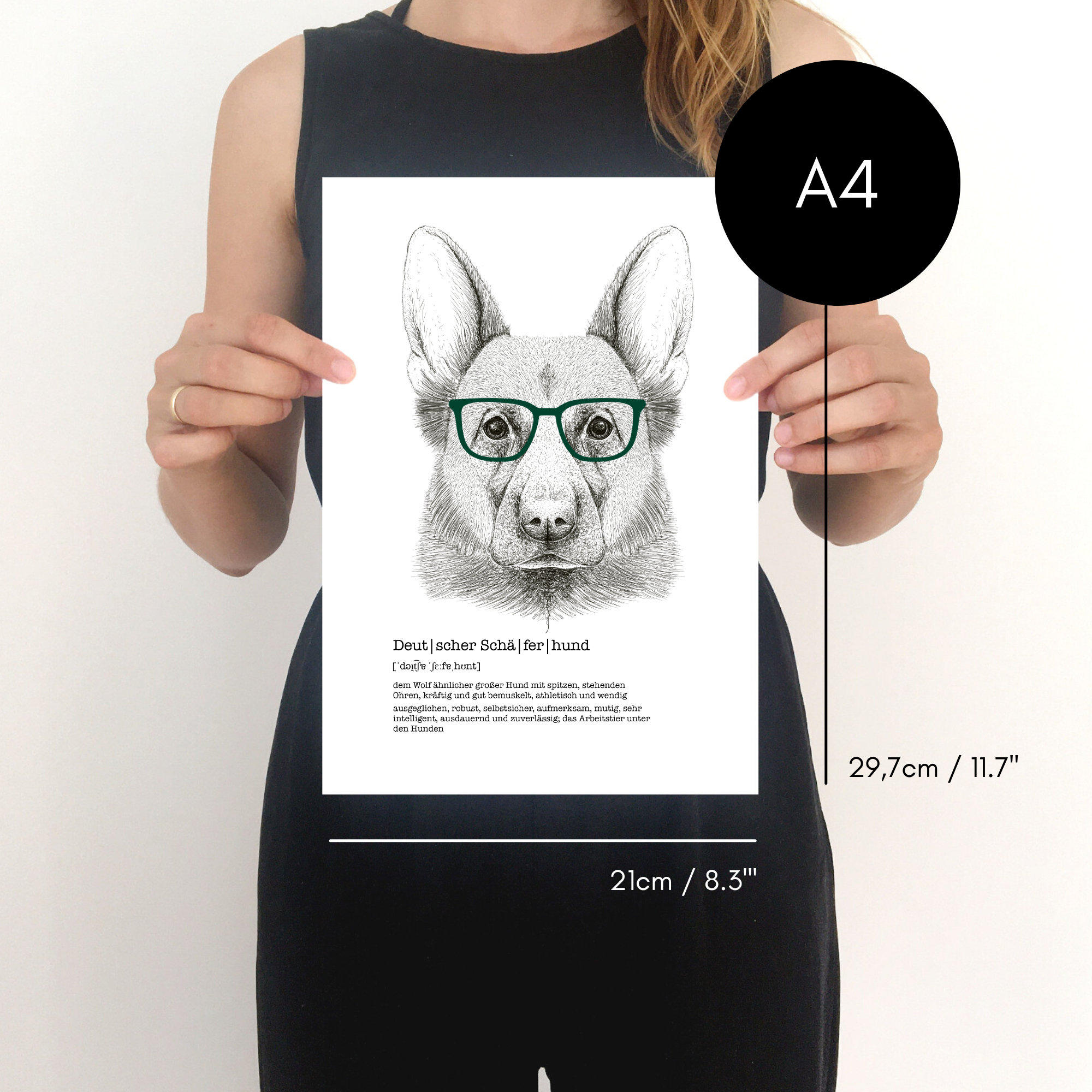 Tekening van een Duitse herder, definitieposter, hond met bril, grappige  dierenfoto, grappige hondenfoto voor op kantoor - Etsy België, image size:2000x2000