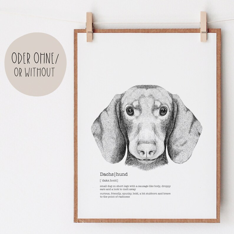 Dachshund Art, Definition Print, Dogs Wall Decor, Veterinarian Gift ohne Brille