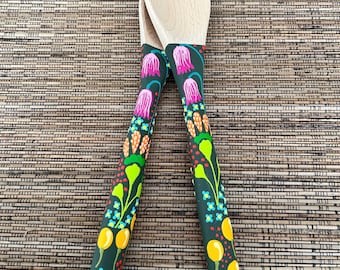 Teal green Salad tossed, salad spoons,salad server, pasta spoons, spoon gift, mixing spoon, baking spoon set, wooden spoon, unique spoons,