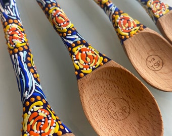 Navy wooden spoon set - baking spoons - baking gift - mixing spoon - small gift set - measuring spoons - baking lover - mother’s day gift