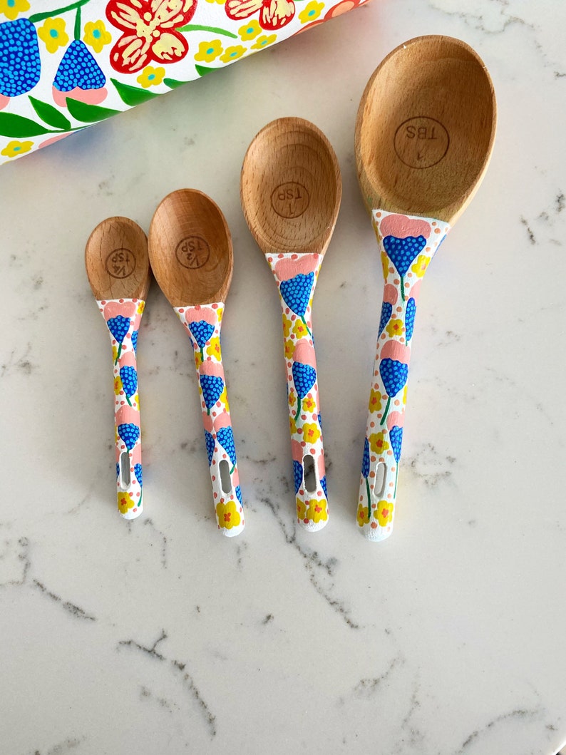 Pinky baking spoons measuring spoons baking lover cake maker cake tools baking tools spoon collector wooden spoon chef gift image 2