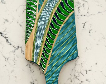 Blue Green - wood paddle board - wood serving board - wood cheese board - charcuterie board - grazing board