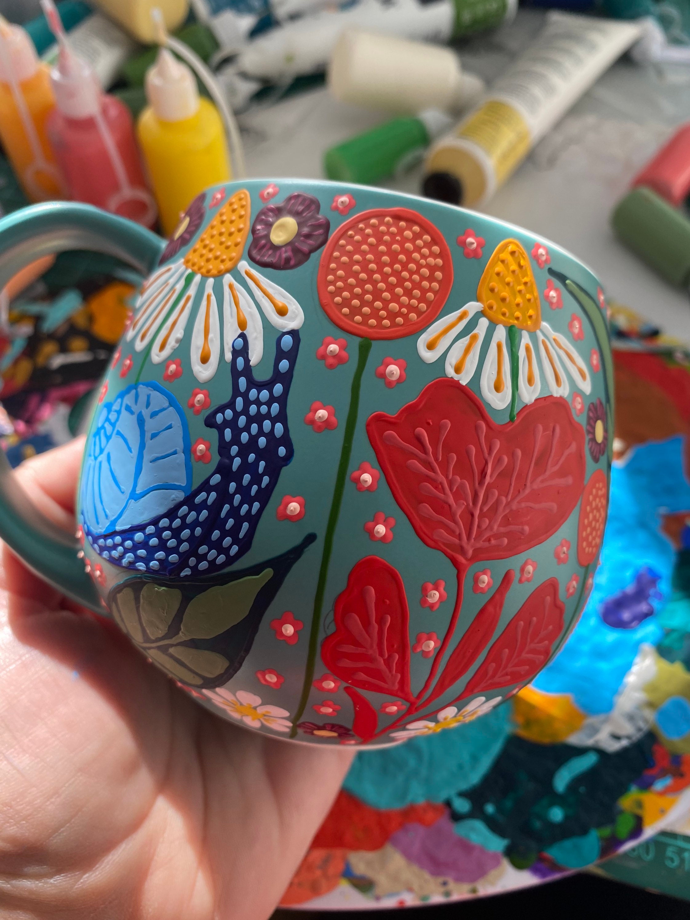 Aqua Hand Painted Mug Coffee Mug Hug Mug Coffee Lover Etsy Australia