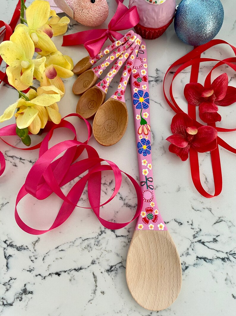 Pinky Wooden Spoon Set Baking Spoons Baking Gift Mixing Etsy