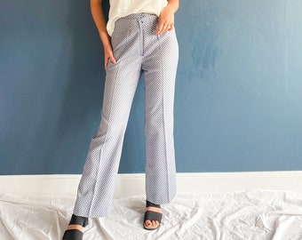 Pantalon flare à chevrons bleu et blanc deadstock 70’s