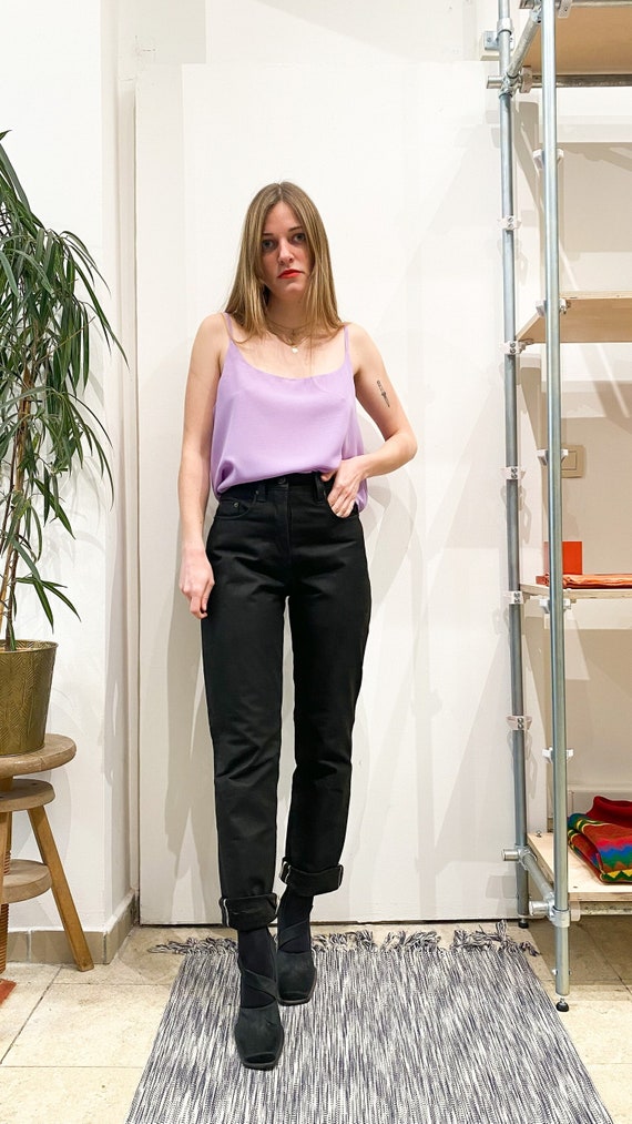 Pantalon en cuir noir vintage 90s