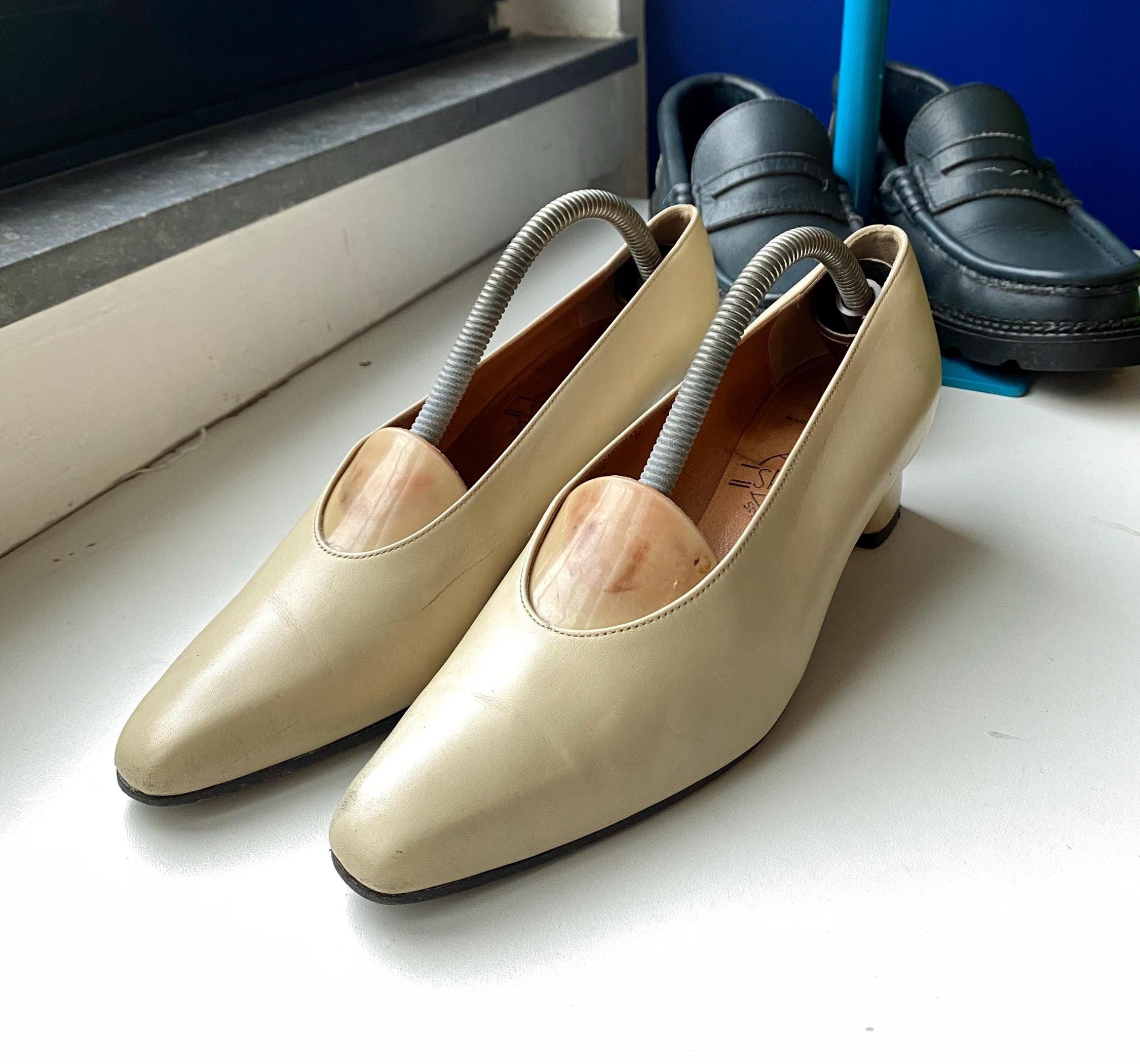 Escarpins Vintage En Cuir Façon Python - Taille 37,5 Beige - Occasion Bon état