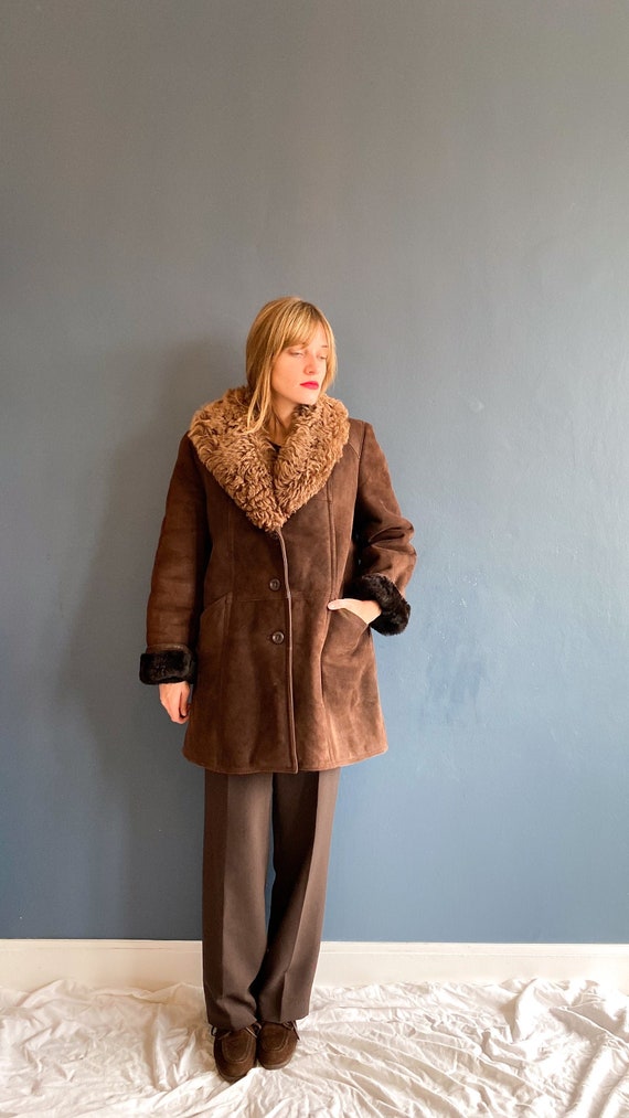 VTG 70s brown sheepskin coat