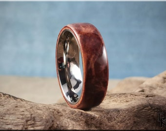 Bentwood Ring - Redwood Burl on titanium ring core - wood ring