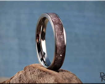 Titanium Channel Ring w/Lavender Lepidolite stone inlay - metal ring