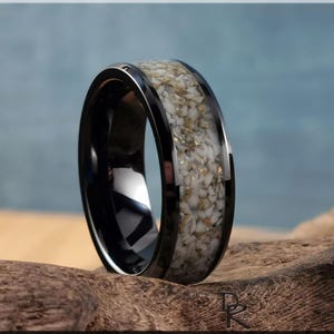 Schwarzer Keramikring mit Weiß-Gold TruStone Inlay