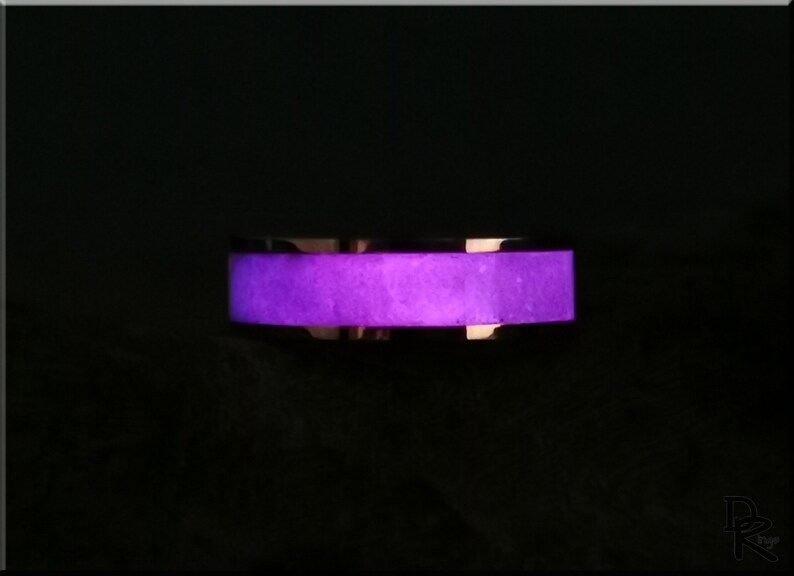 Rose Gold Plated Tungsten Carbide Channel Ring W/aurora Opal Etsy