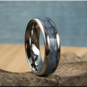Titanium Channel Ring w/Kyanite stone inlay - metal ring