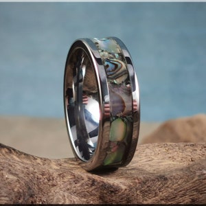 Super Titan Channel Ring mit Handset Abalone Muschel Inlay - Metallring