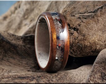 Bentwood Ring - Fumed Aspen W/white Aventurine and Opal